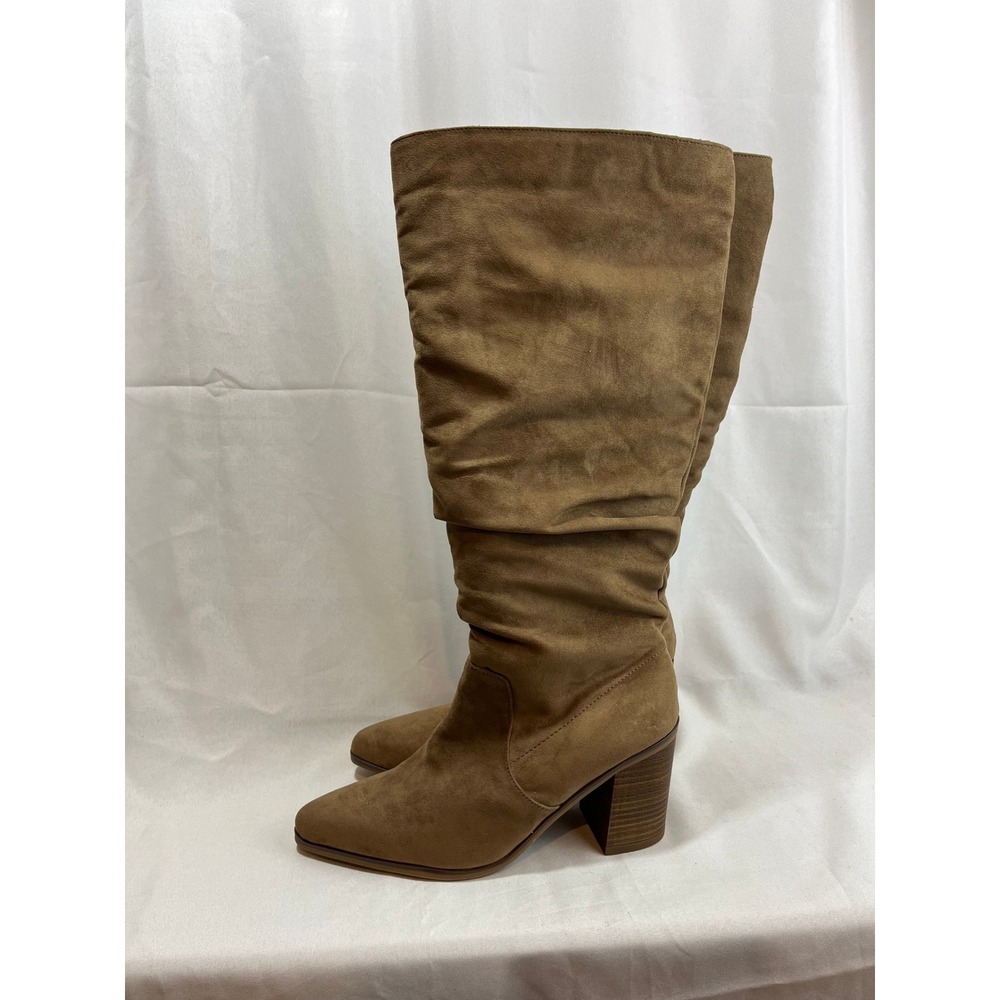 Universal Thread Womens Wide Calf Slouch Boots Cognac Brown Faux Suede Size 9 WC